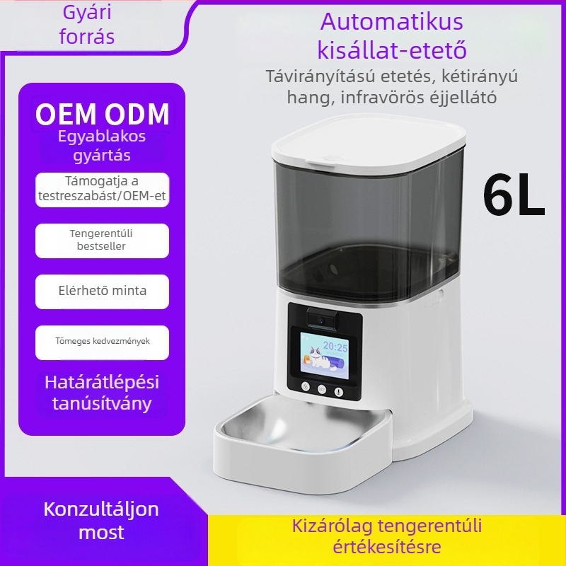Macska- és kutyák számára intelligens automata etető időzítővel és adagolóval, alkalmazással vezérelhető