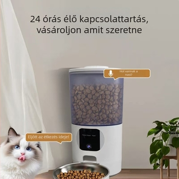 Anyun Pf1–v okos kisállat etető automata, kapacitás 4–6 L, app-al vezérelhető, leválasztható, tömege 1,665 kg