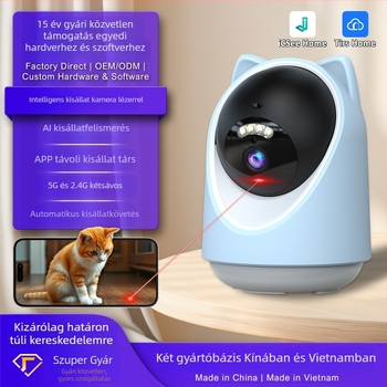 Határokon átívelő 5G állatkamera mesterséges intelligencia felismeréssel, automatikus követéssel, intelligens lézeres macska játék és pan-tilt megfigyeléssel