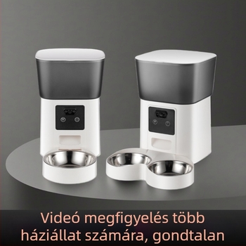 Okos automata etető macskáknak és kutyáknak, kamerával, időzített adagolás és vizuális etetés
