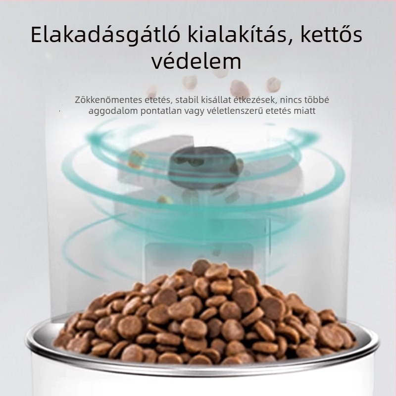 Okos automata etető macskáknak és kutyáknak, kamerával, időzített adagolás és vizuális etetés
