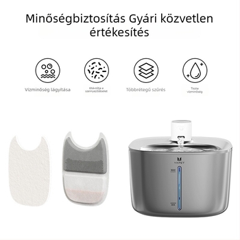 Rozsdamentes acélból készült állati itató szűrőegység aktív szénnel és szűrőgyapottal, cserélhető macskáknak és kutyáknak, automatikus vízminőség-szűrés