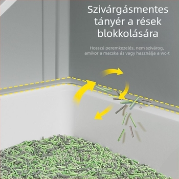 Teljesen zárt macskatál, fröccsenés- és szag elleni védelem, fiókos kialakítás, szivárgásmentes