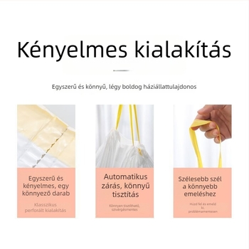 Macskaalomtálcához hulladékszacskók, vastag HDPE, húzózsinórral, egyszer használatos, 50 darab