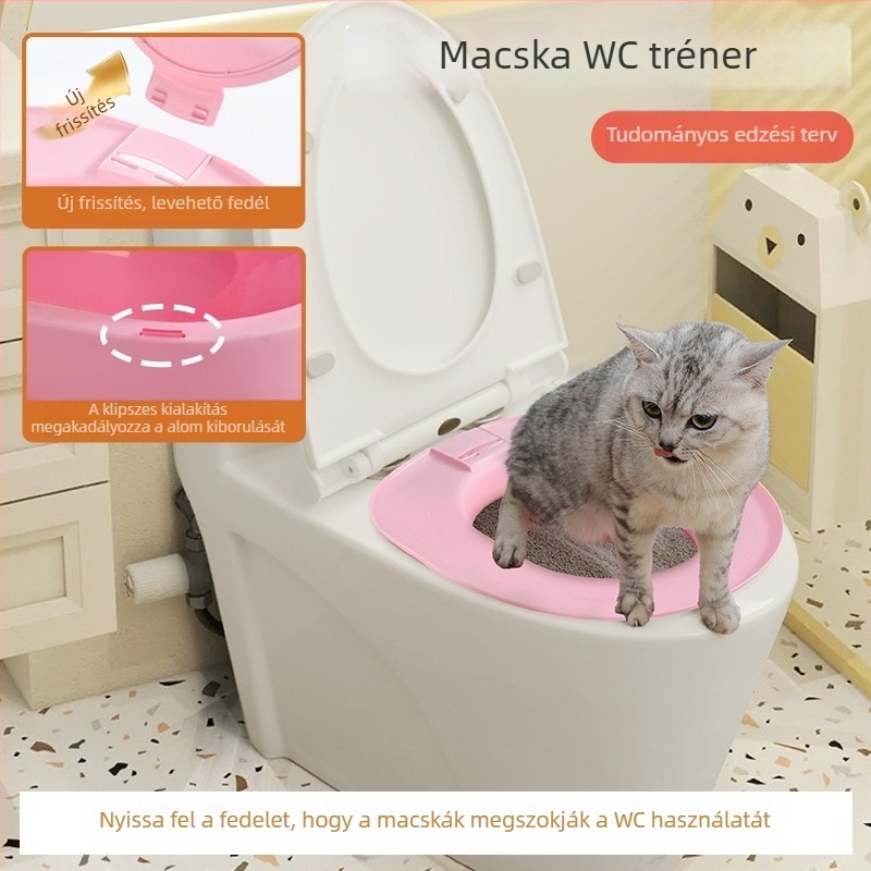 Macska WC-edző készülék, félzárt dizájn, szagtalanítás és fröcskölés elleni védelem, automata macska WC 2.0