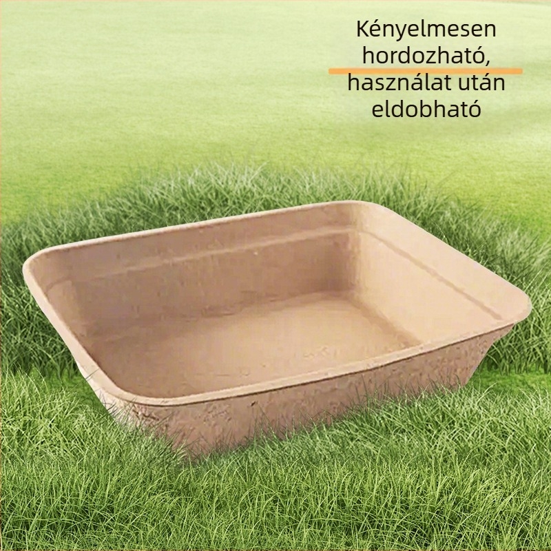 Egyszer használatos macskatálca, cserélhető betéttel, hordozható, biológiailag lebomló, nagy méret