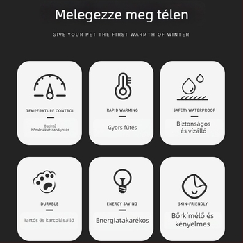 Kutyáknak szánt elektromos fűtőpad, plüss anyag, nem mosható
