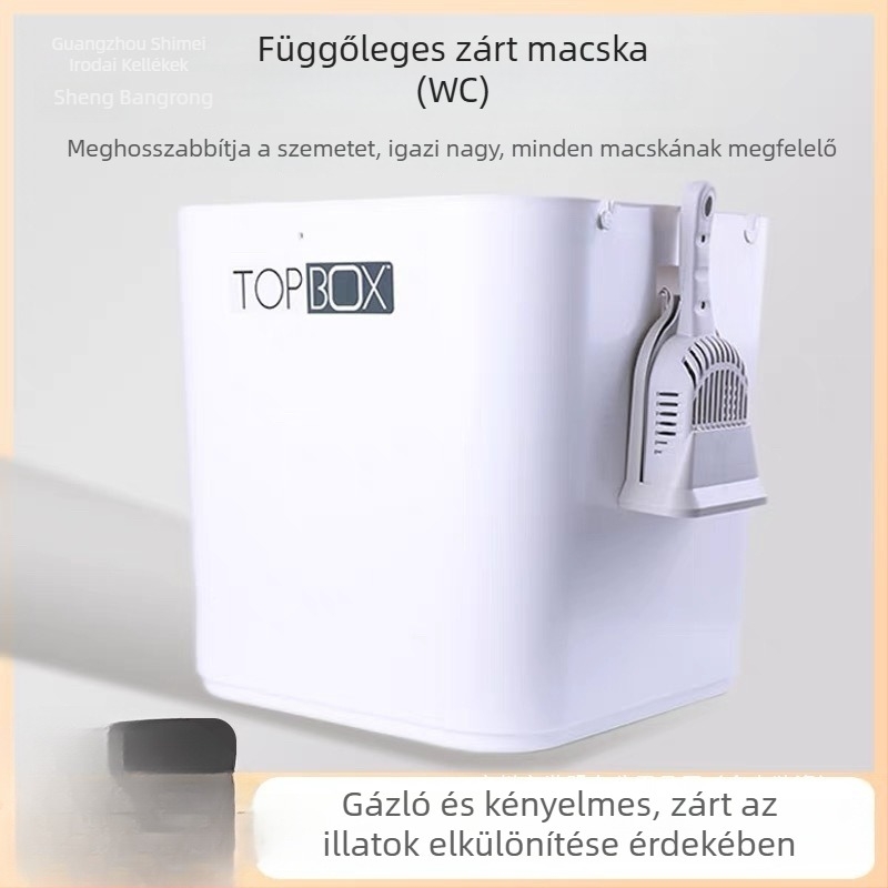 Macska toalett felső belépéssel, négyszögletes, teljesen zárt, ABS műanyagból