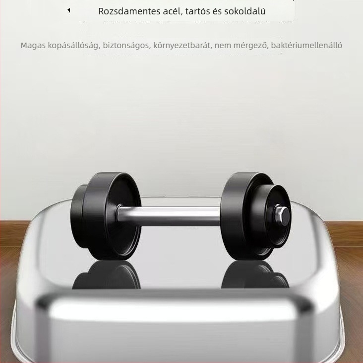 Extra nagy rozsdamentes acél macskaalomtál, fröccsenés elleni, félig zárt, négyzetes kialakítás