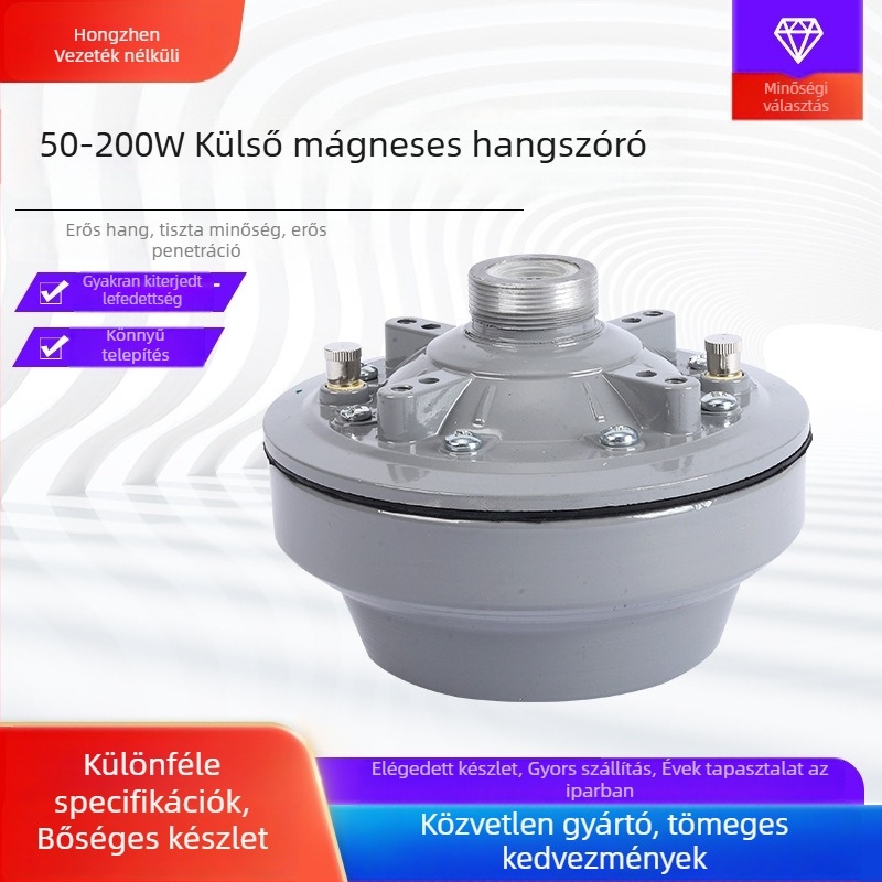 Hornos tweeter meghajtófej, nagy teljesítményű, 50–200W, állandó impedancia, külső magnet