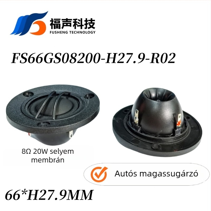 FUET 2,5 hüvelykes selyem-diaphragma neodímium-mágneses tweeter, 8 Ω, 20 W, 66 mm autóhoz