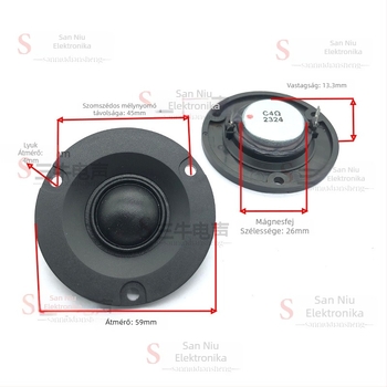 Tweeter selyem-dóm, 4 Ω, 10 W, hangfalakhoz