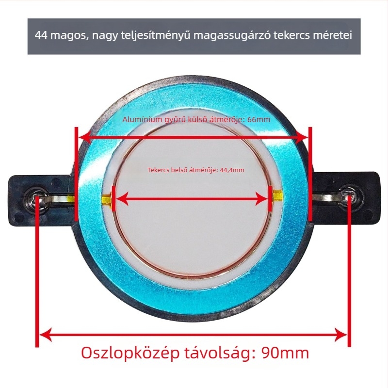 44‑magvú tweeter hangtekercses horn meghajtófej, polimer membránnal, 44,5 mm átmérő, erős színpadi hangzás