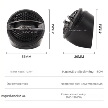 Autóhifi magashangszóró Hz 3.0t, 4Ω, 12V, frekvenciatartomány 2000-22000 Hz, érzékenység 92 dB