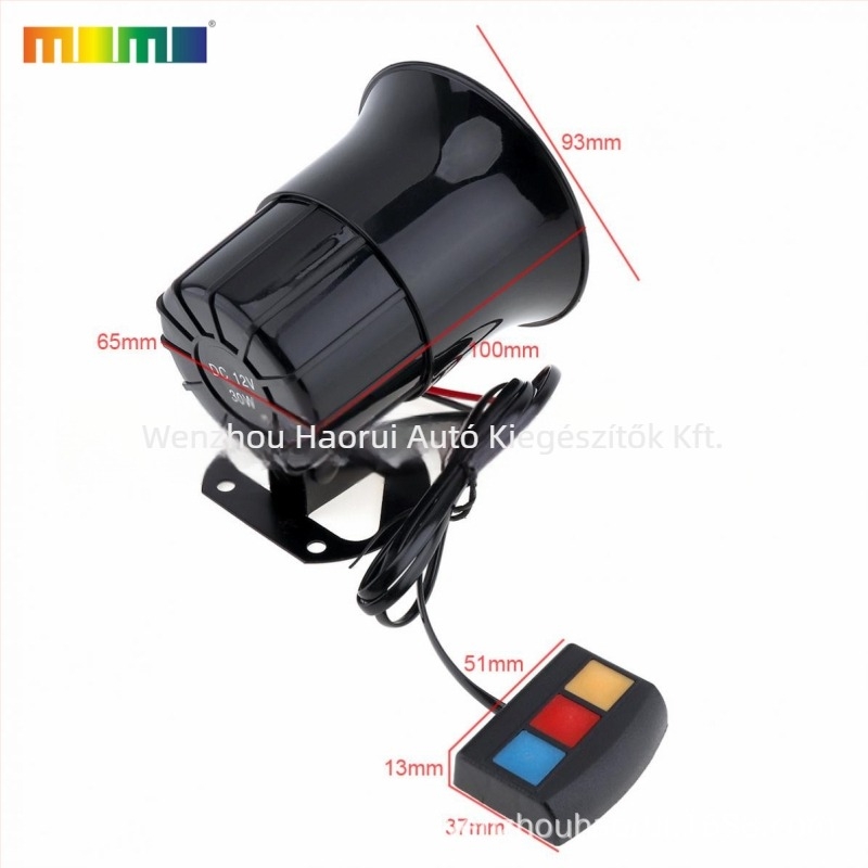 Autó- és motorkerékpárriasztó kürt HR-1301A-3, 12/24V, 20W, 110dB, 8Ω