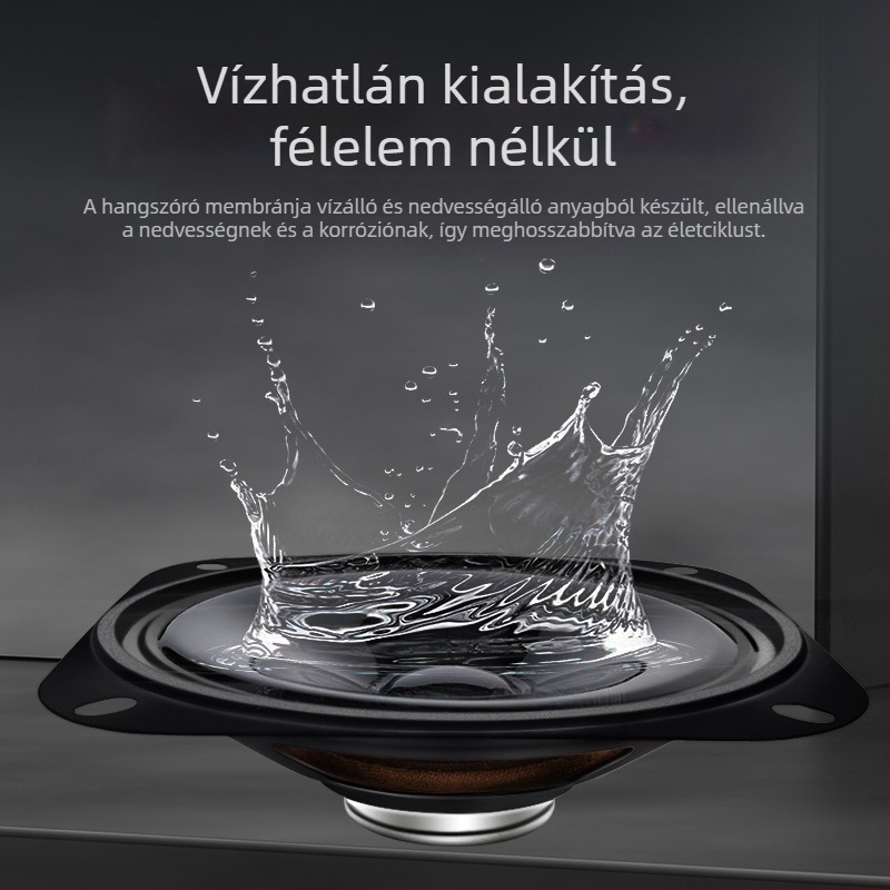 ERQU koaxiális kompozit hangszóró, diafragma nem papírból, külső mágneses kör, irányítás NS, frekvenciasáv 96 Hz–11 kHz