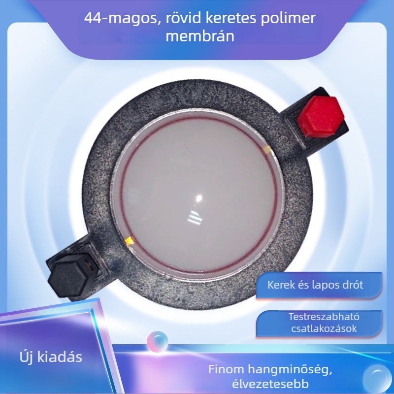 44-tekercses tweeter hangtekercs, diafragma 44,5 mm, kürt meghajtófej, rövid keret, nagy teljesítményű polimer-kompozit membrán