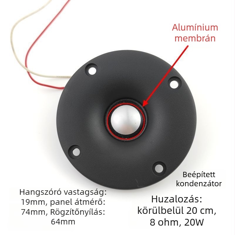 Panel magassugárzó titánium diafragma, külső mágneskör, 8 Ω, 20 W, beépített kondenzátor