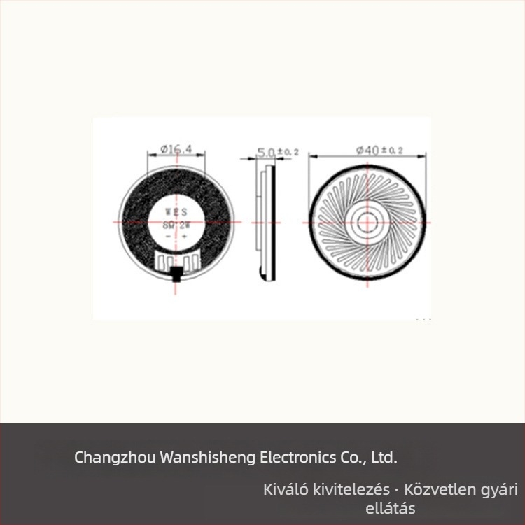 40 mm-es kürtő-hangszóró, 8 Ω, 2 W, ultranagy vékony vas ház, vízálló hangszóró navigációhoz, hátsó radarhoz és DVD-hez