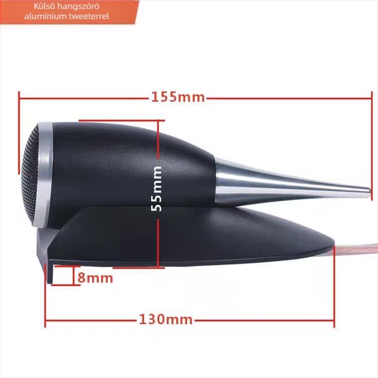 Külső magasfrekvenciás hangszóró alumínium házban, neodímium mágnes, selyem membrán, felső rögzítés