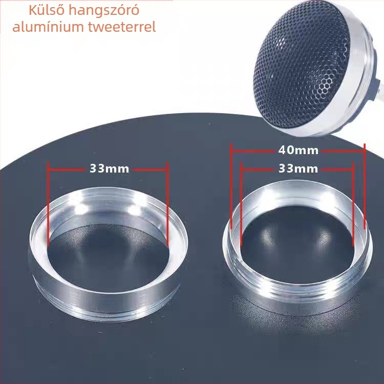 Külső magasfrekvenciás hangszóró alumínium házban, neodímium mágnes, selyem membrán, felső rögzítés