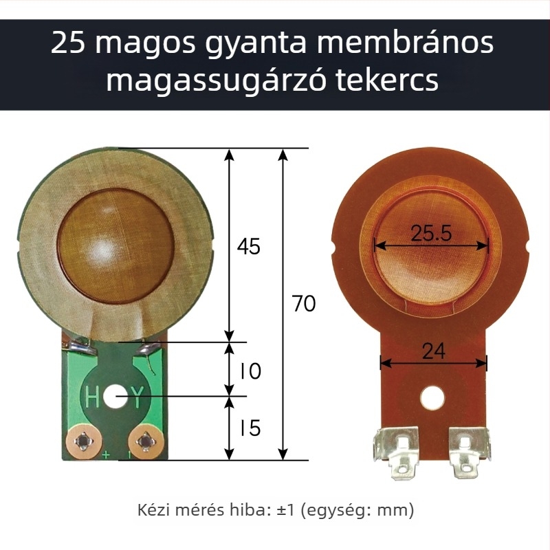 Tweeter meghajtófej 25.5 mm tekercs és titán membrán