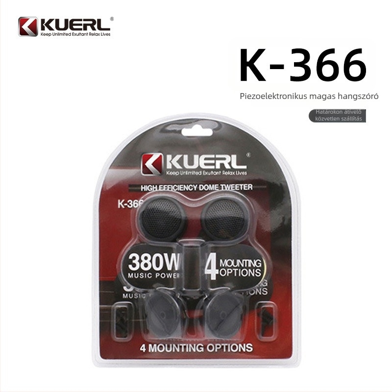 Autós tweeter K-366, 380 W, frekvenciasáv 5 kHz–20 kHz, érzékenység 89 dB