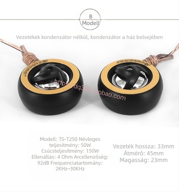 T250 Autóhangkészlet tweeterrel és subwooferrel – impedancia 4 Ω, hangnyomásszint 35, a legtöbb autóhoz