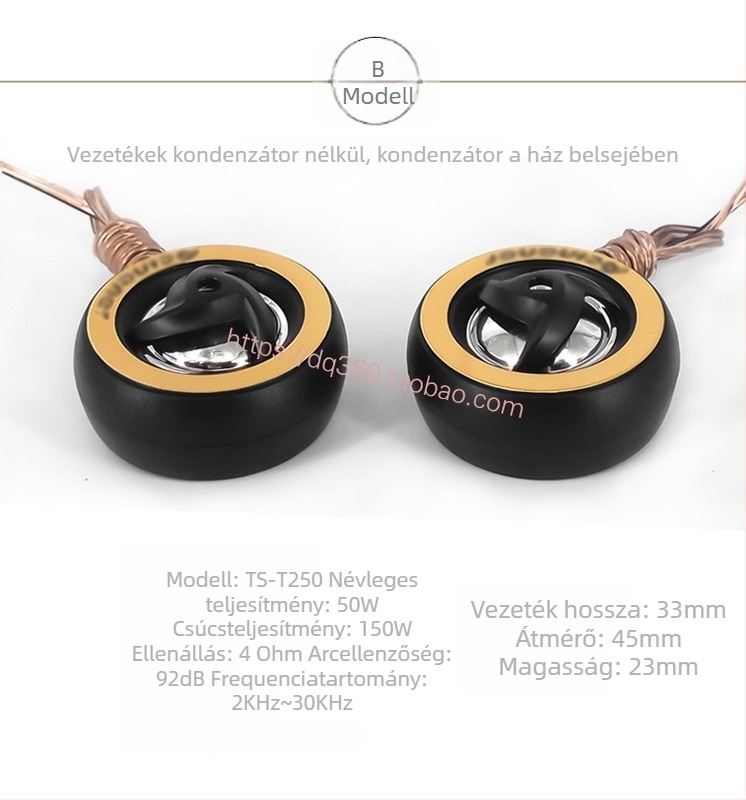 T250 Autóhangkészlet tweeterrel és subwooferrel – impedancia 4 Ω, hangnyomásszint 35, a legtöbb autóhoz