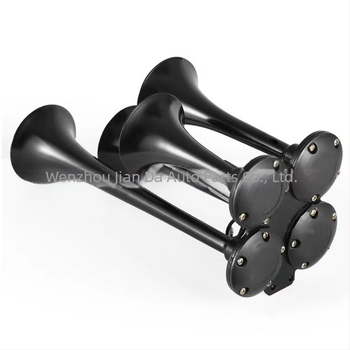 Négycsöves fém elektromos légkürt, modell jd4008, 150 dB, 600–750 Hz, 50 W, autókhoz, teherautókhoz és motorkerékpárokhoz