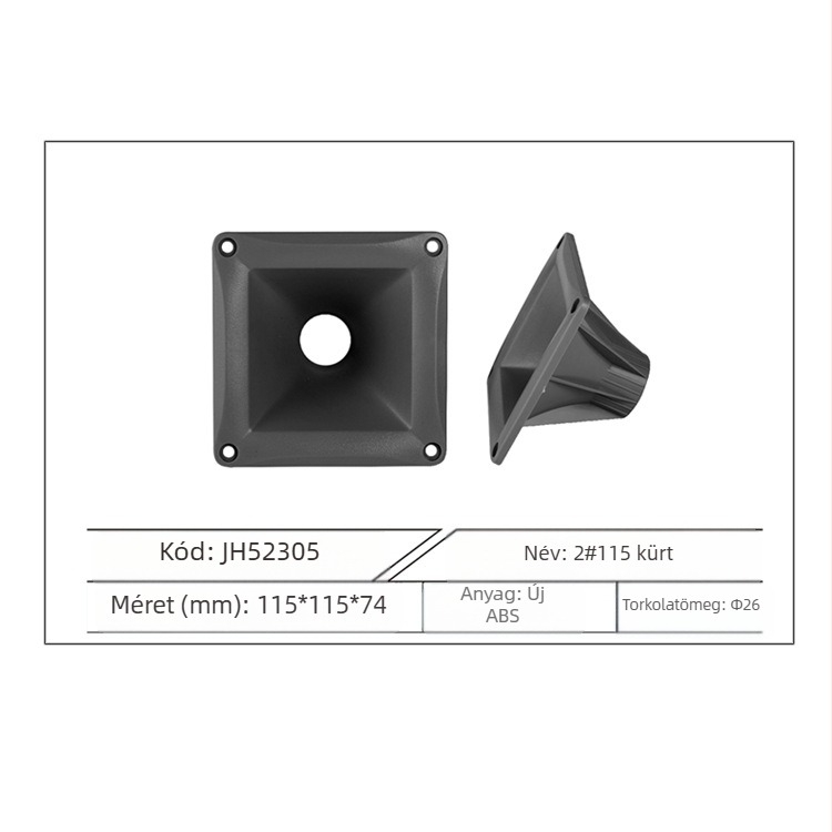 Hangszóró kiegészítő: Huabin 2# Horn 115 tweeter, 26 mm torok, ABS műanyag
