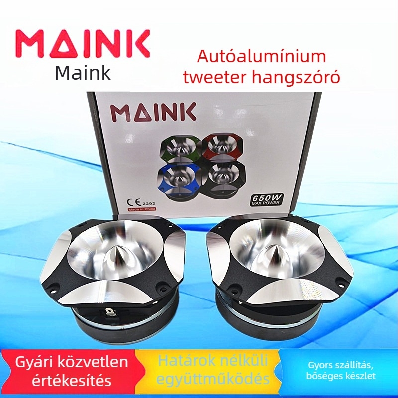 Autóalkalmazású alumínium tweeter, Modell 4.3; Impedancia 4 Ω; Teljesítmény 1000 W; Frekvencia-választék 20–80 kHz; Érzékenység 93 dB