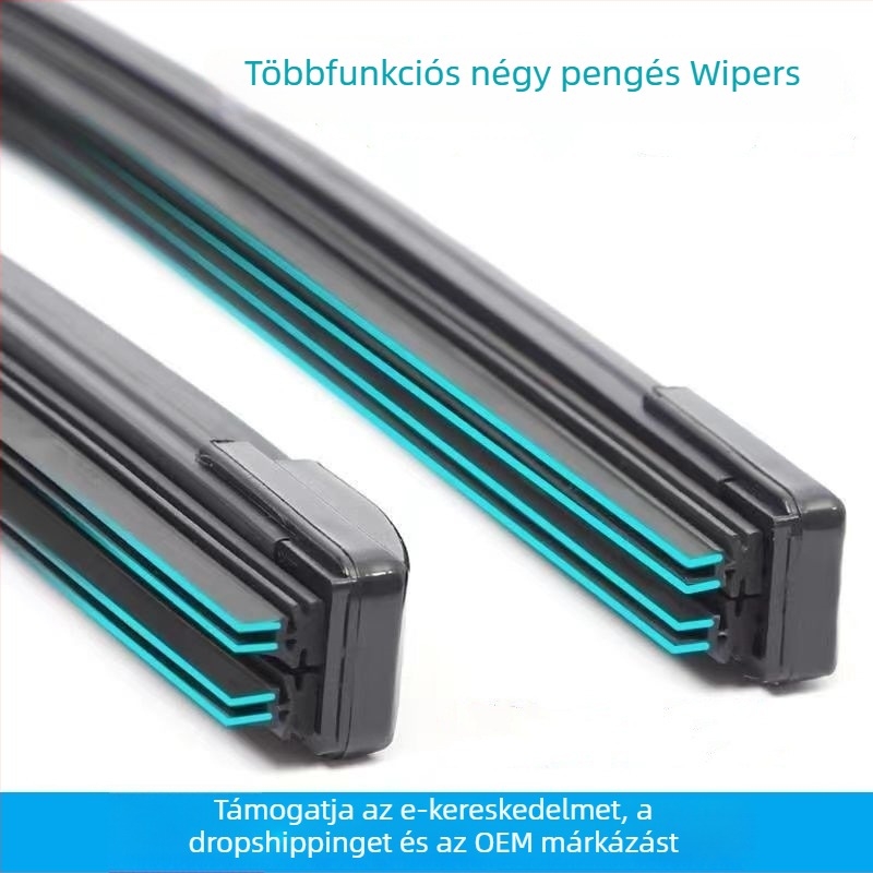 Autóüvegtörlő keret nélküli dizájn – U-alakú univerzális interfész, többfunkciós négyrétegű gumicsík, 12–24V motor, acéllemez + szilikoncsík