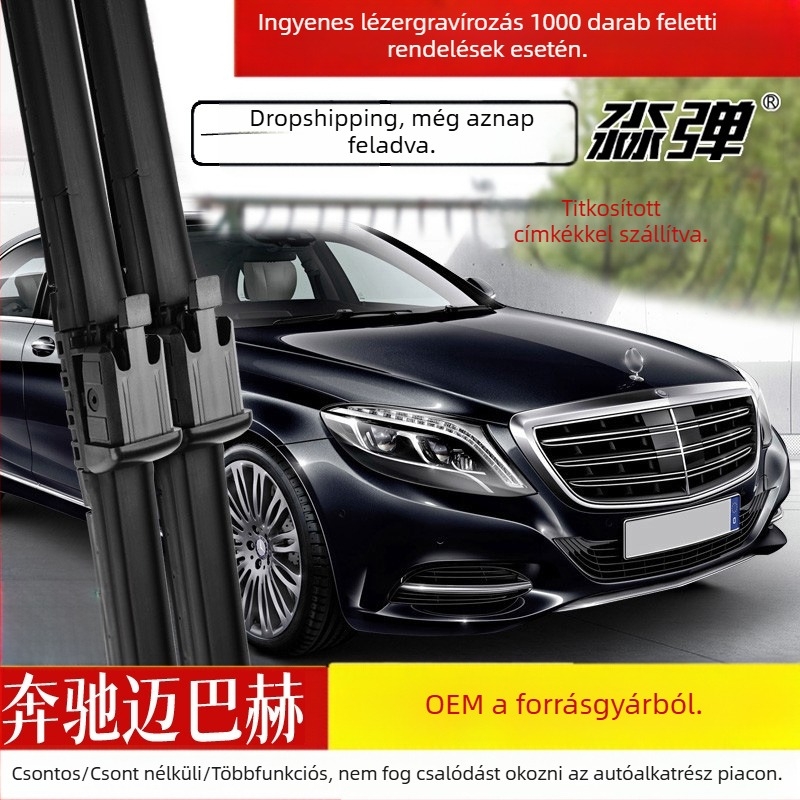 Mercedes-Benz S-Class keret nélküli ablaktörlőlap, kompatibilis a S320L, S400L és S450L modellekkel; Bach S480 water spray