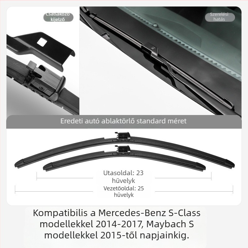 Mercedes-Benz S-Class keret nélküli ablaktörlőlap, kompatibilis a S320L, S400L és S450L modellekkel; Bach S480 water spray