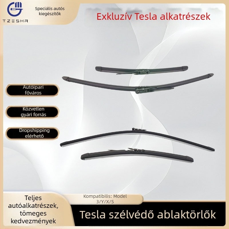 Okos ablaktörlő penge Tesla Model 3, Model Y, Model X és Model S számára gumiszalaggal, csendes működés