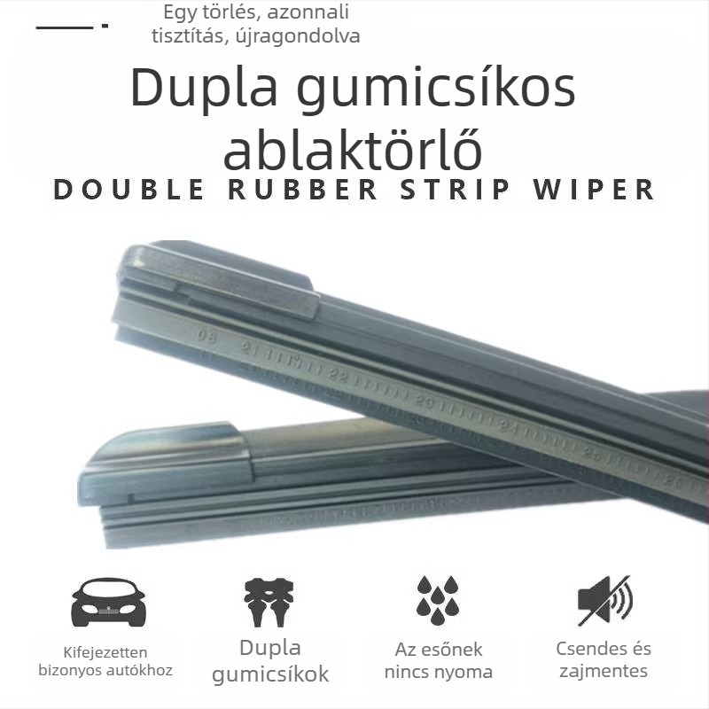 Kétoldalas gumiszínű ablaktörlő, univerzális autókhoz, csont nélküli kivitel, csendes működés