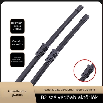 B2 interfészű négyszögletes csatlakozású autóablaktörlő gumicsíkkal, kompatibilis különböző modellekkel, egyedi csomagolás