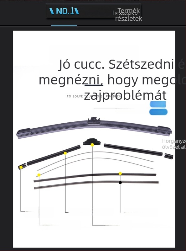 Keret nélküli autó ablaktörlő, többfunkciós, cserélhető interfésszel, természetes kaučuk