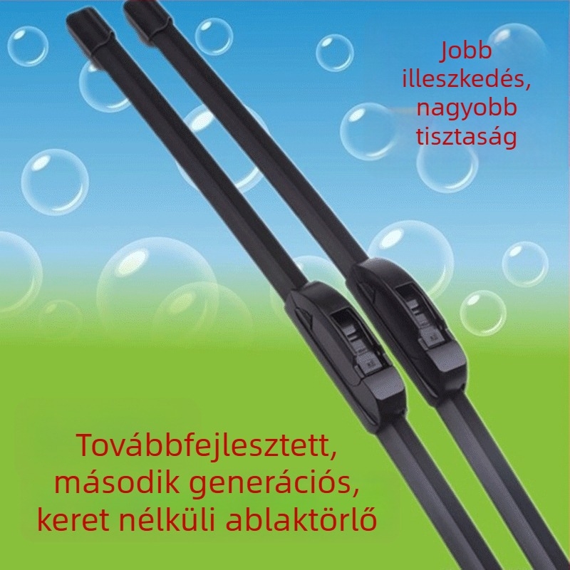 Keret nélküli autó ablaktörlőlapátok, univerzális illeszkedés, U-alakú intelligens törlő, Modell 14–26, 180° lefedettség, Kétoldalú törlés, Természetes gumi