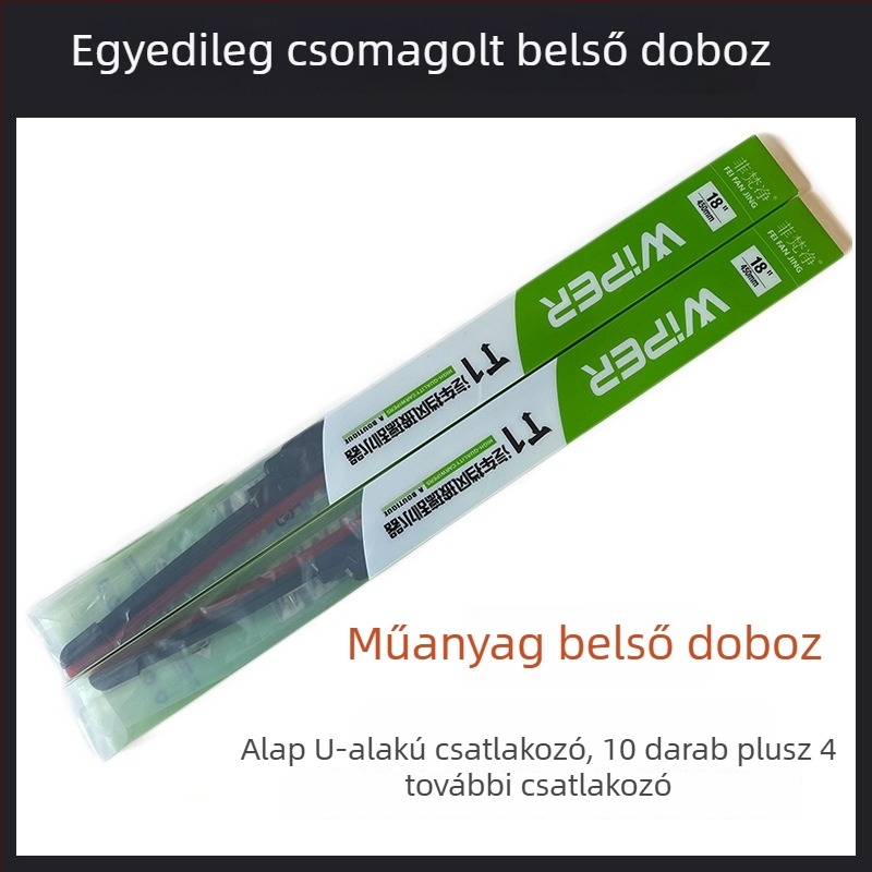 Rám nélküli többfunkciós ablaktörlő, cserélhető csuklóval és rögzítővel, univerzális U-alakú kivitel