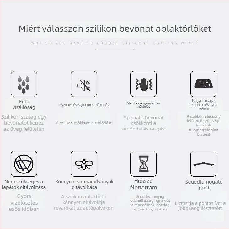 Rugalmas, többfunkciós ablaktörlő, F70 modell, szilikon anyag, 45° törlőszög, 99%-os kompatibilitás, Cardason márka.