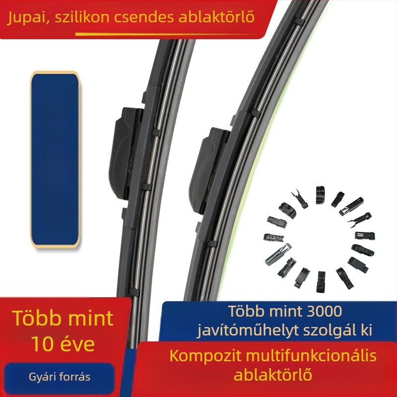 Kompozit többfunkciós keret nélküli autó ablaktörlő, nagy ívelt dizájn, univerzális U-típusú csatlakozó