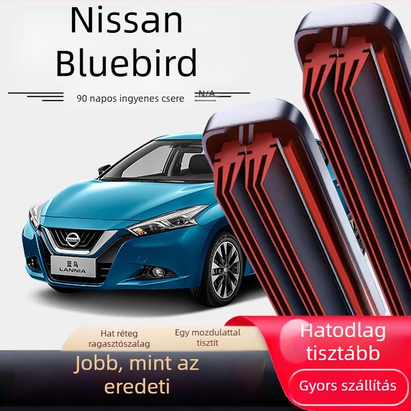 Nissan Bluebird ablaktörlők hatszintes gumiszalaggal, elöl és hátul