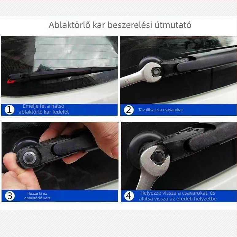 Hátsó ablaktörlő-kar készlet minden modellhez, 14–28 hüvelyk, 24V motor, gumírozott penge