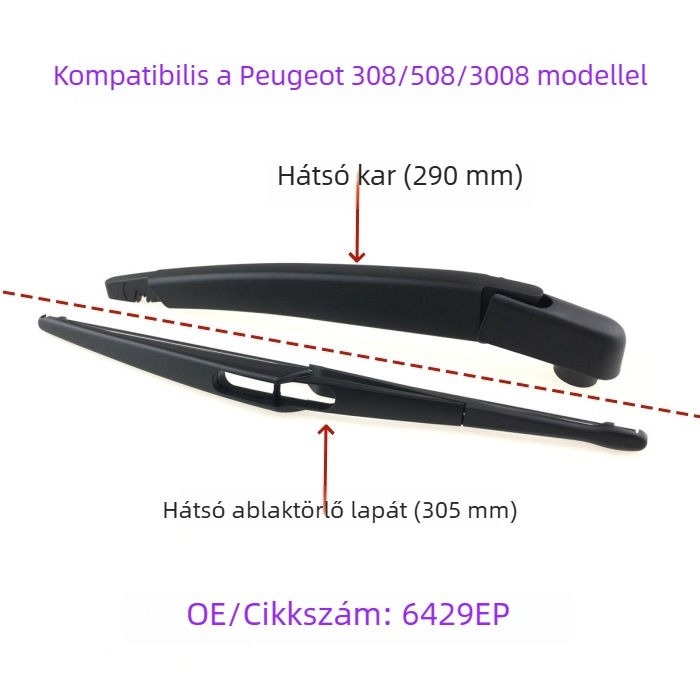 Peugeot 308/508SW hátsó ablakhoz keret nélküli ablaktörlő penge és kar OE:6429EP
