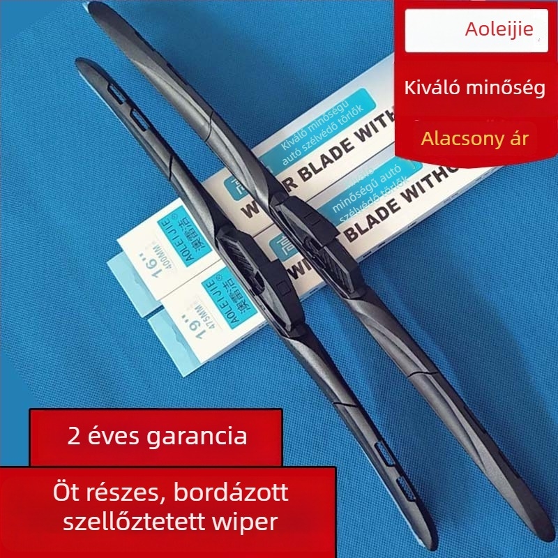 Intelligens autó ablaktörlő, öt részes kialakítás, univerzális illeszkedés a legtöbb járműhöz, 90° törlés-szög, importált gumi csík