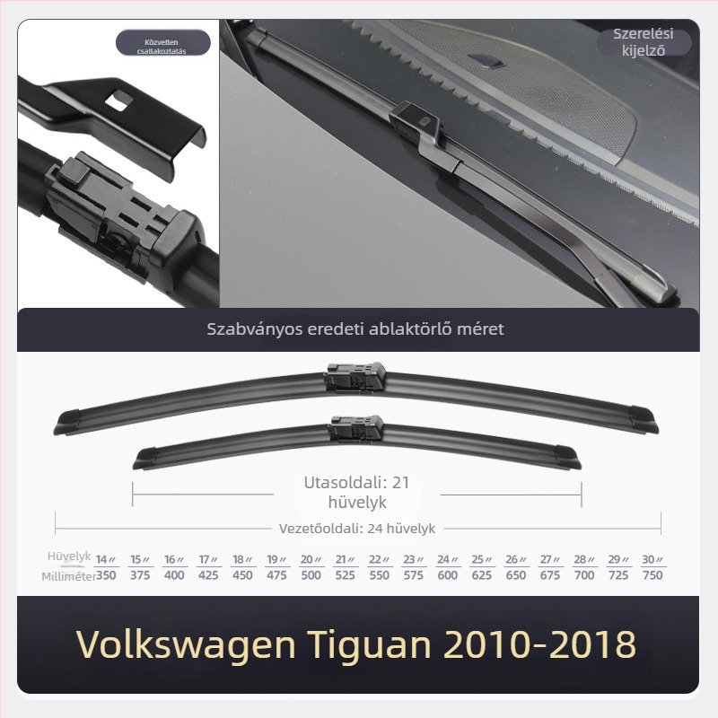 Volkswagen Tiguan első és hátsó keret nélküli ablaktörlők, 2010–2012 modelléhez (HD)