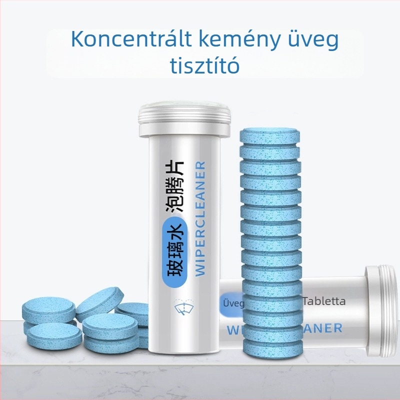 Huijia koncentrált szilárd pezsgőtabletta autó ablaktisztító folyadékhoz – 15 db, eltávolítja az olajfilmet és rovarriasztó hatású