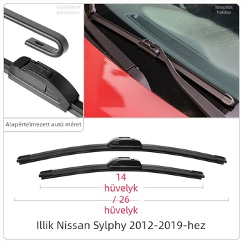 Keret nélküli ablaktörlők Nissan 14. generáció Sylphyhez, 2021-es modell, gumi, Ganuo